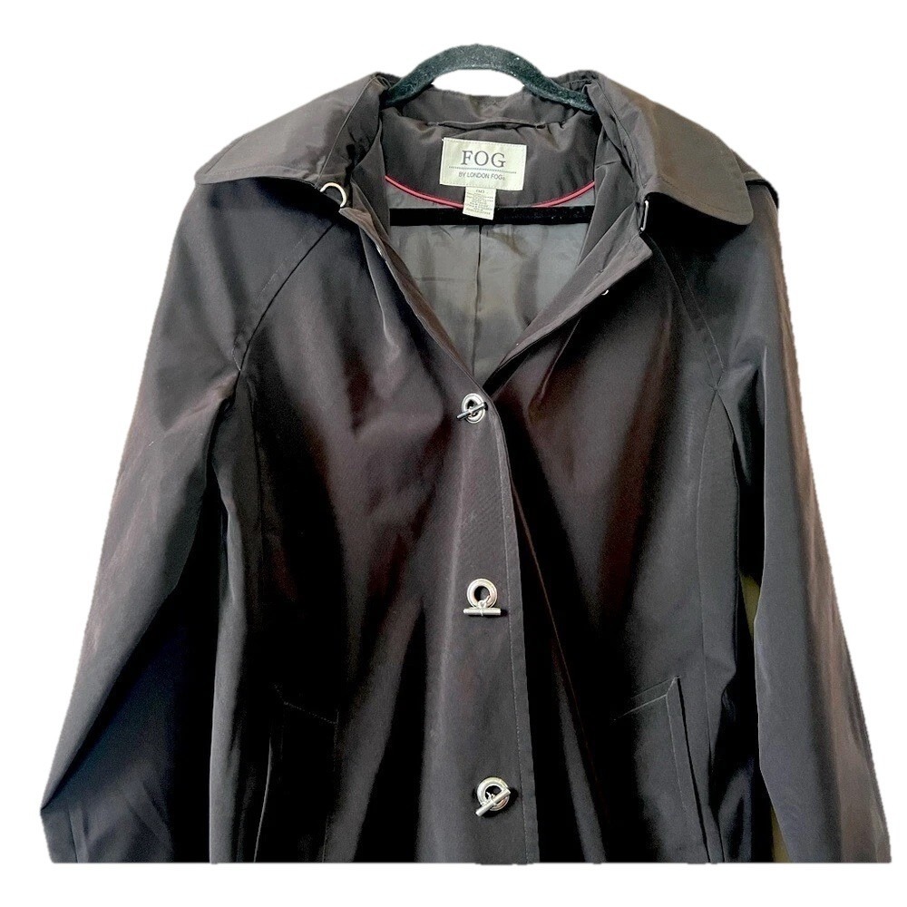 London Fog Trench Coat Women M Brown Removable Hood Lightweight‎ Classic Neutral - Picture 4 of 13
